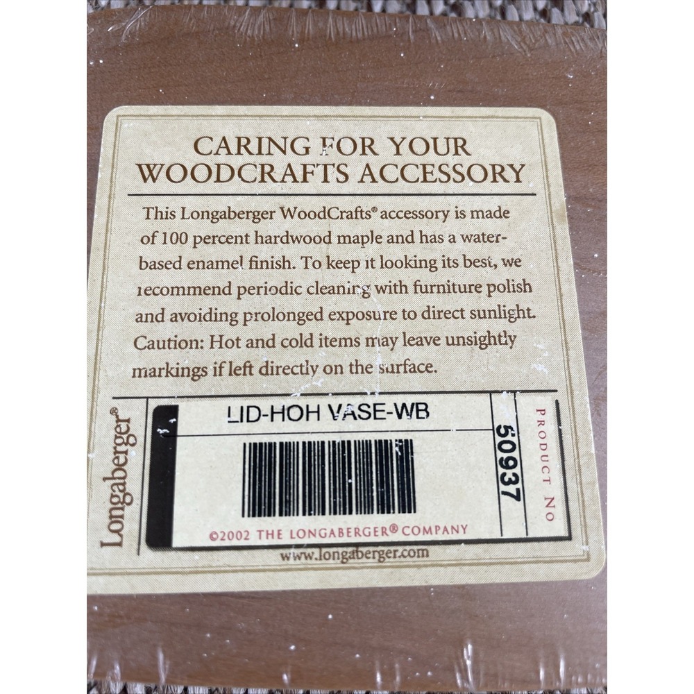 Longaberger Horizon of Hope Vase Woodcrafts Lid #50937 - New - Picture 2 of 3